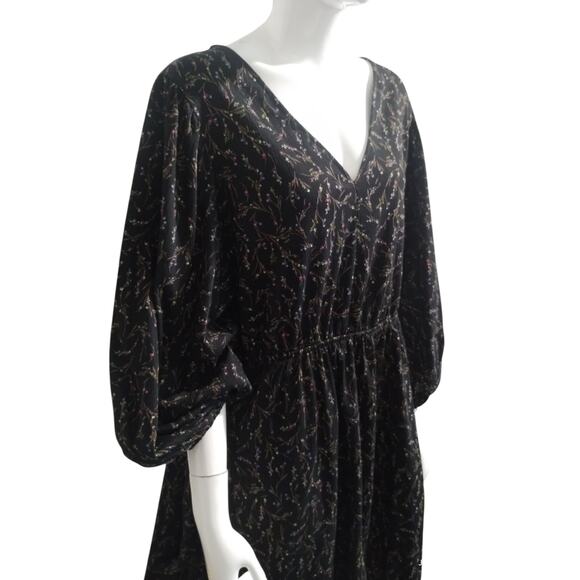 Ava & Viv Women's Size 1X Floral Puff sleeve Ribbed Casual Feminine Boho Dress - Picture 5 of 11